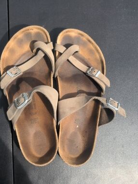 Birkenstock Taupe Suede Crisscross Sandals Size 42